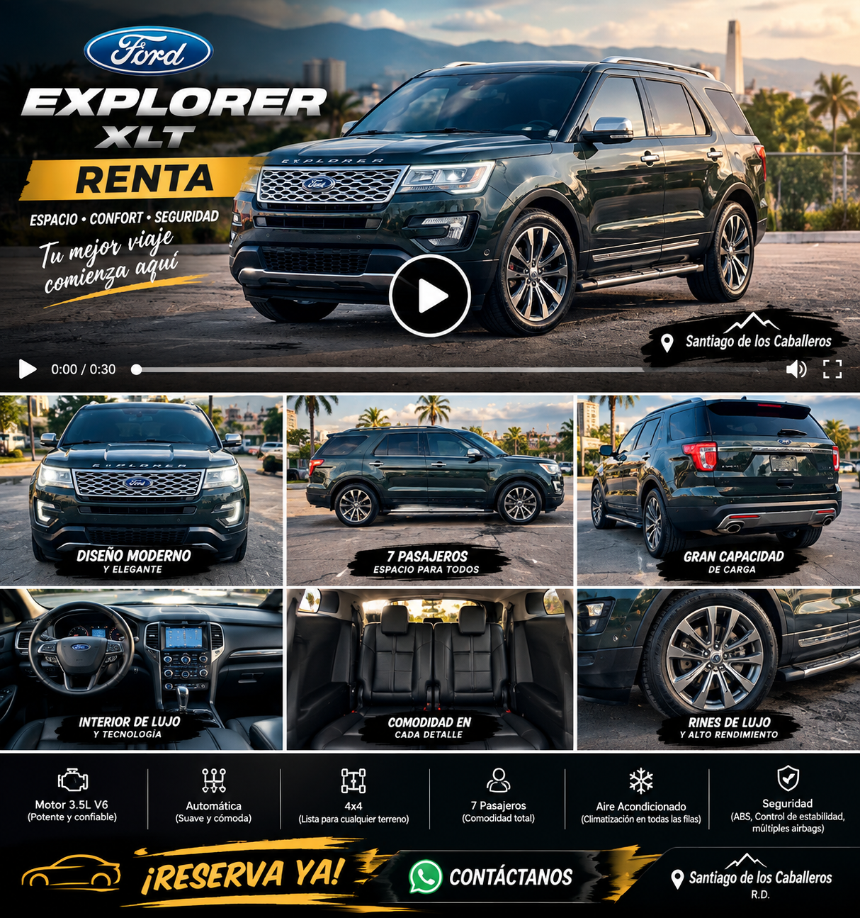 Ford Explorer XLT 2026 en renta en Santiago de los Caballeros